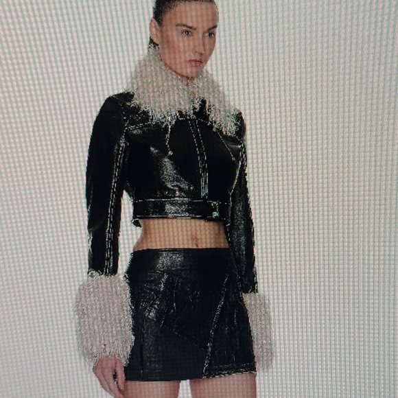 Marine Serre Embossed Leather Cropped Jacket - Picture 3 of 14